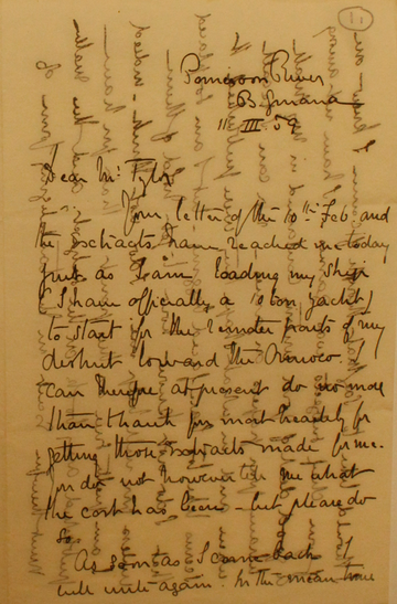 Extract of a letter from Sir Everard im Thurn to Sir Edward Burnett Tylor 11 March 1889. Tylor Papers, Pitt Rivers Museum.